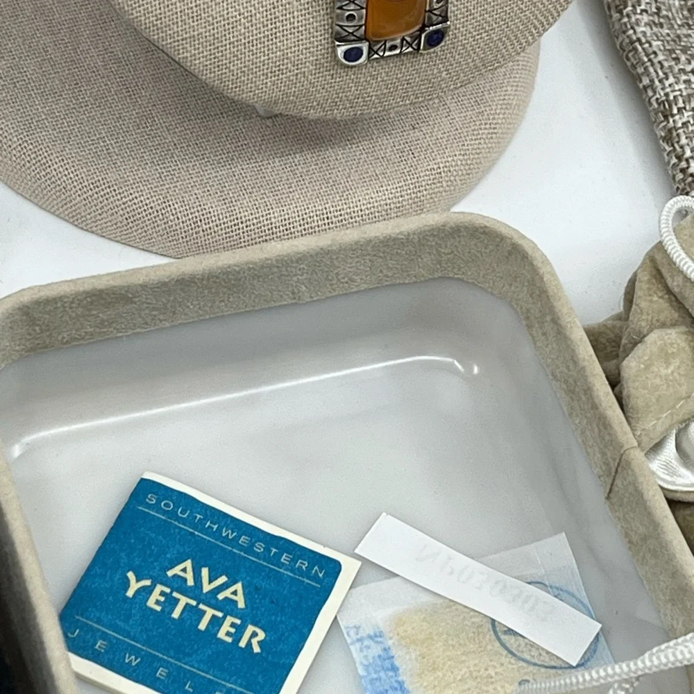 Vintage Ava Yetter Southwestern Pendant Necklace – Amber, Lapis, 925 Sterling - Picture 15 of 17